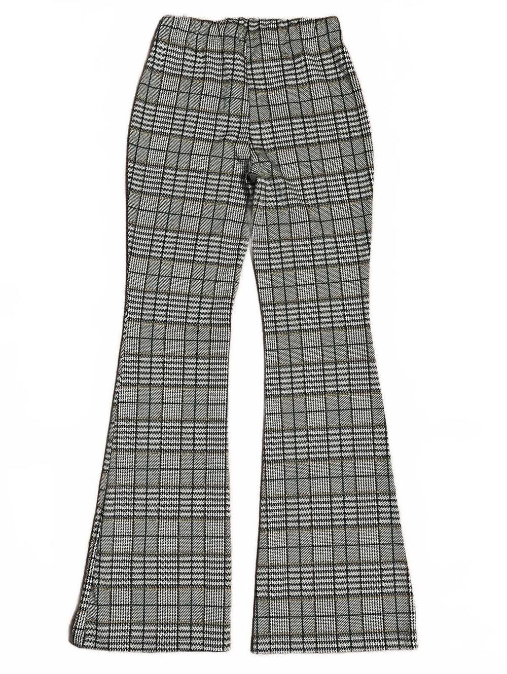 Abercrombie & Fitch XS Tan Yellow And Green Plaid High Waisted Flared Pants